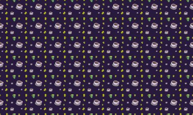 Farklı aksesuarlara sahip renkli arkaplan