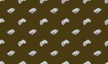 Farklı aksesuarlara sahip renkli arkaplan