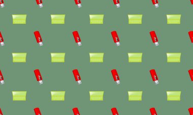 Farklı aksesuarlara sahip renkli arkaplan