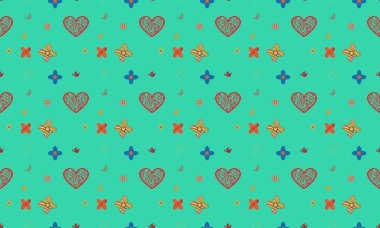 Farklı aksesuarlara sahip renkli arkaplan