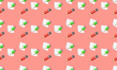 Farklı aksesuarlara sahip renkli arkaplan