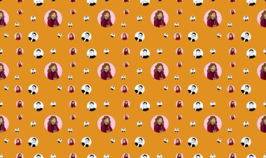 Farklı aksesuarlara sahip renkli arkaplan