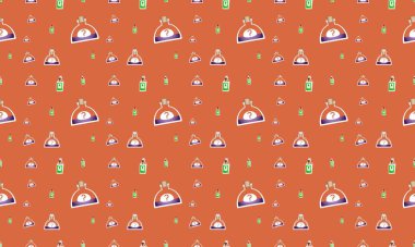 Farklı aksesuarlara sahip renkli arkaplan