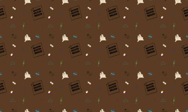 Farklı aksesuarlara sahip renkli arkaplan