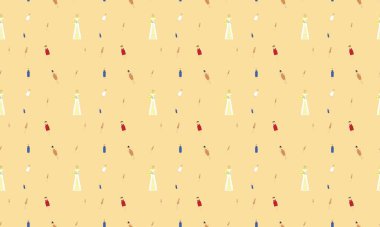 Farklı aksesuarlara sahip renkli arkaplan