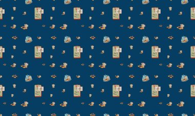 Farklı aksesuarlara sahip renkli arkaplan