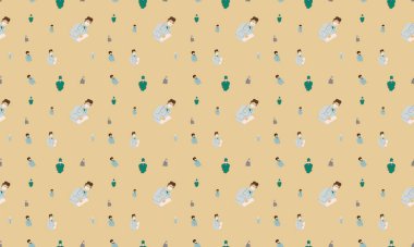 Farklı aksesuarlara sahip renkli arkaplan