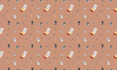 Farklı aksesuarlara sahip renkli arkaplan