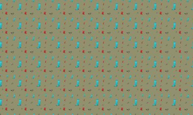 Farklı aksesuarlara sahip renkli arkaplan