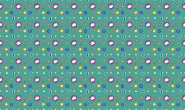 Farklı aksesuarlara sahip renkli arkaplan