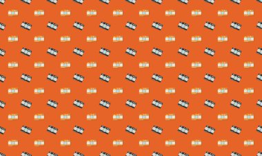 Farklı aksesuarlara sahip renkli arkaplan