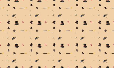 Farklı aksesuarlara sahip renkli arkaplan