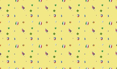 Farklı aksesuarlara sahip renkli arkaplan