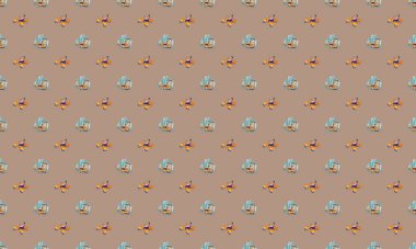 Farklı aksesuarlara sahip renkli arkaplan