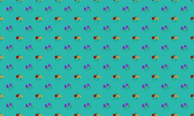 Farklı aksesuarlara sahip renkli arkaplan