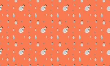 Farklı aksesuarlara sahip renkli arkaplan