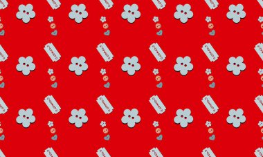 Farklı aksesuarlara sahip renkli arkaplan