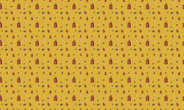 Farklı aksesuarlara sahip renkli arkaplan