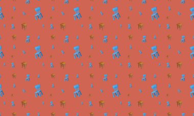 Farklı aksesuarlara sahip renkli arkaplan