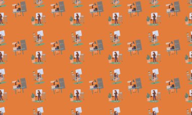 Farklı aksesuarlara sahip renkli arkaplan