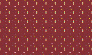 Farklı aksesuarlara sahip renkli arkaplan