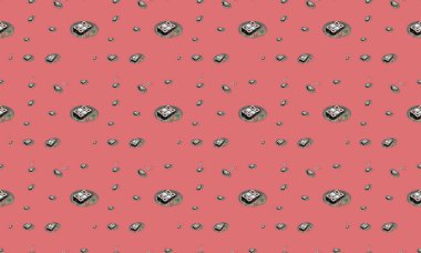 Farklı aksesuarlara sahip renkli arkaplan