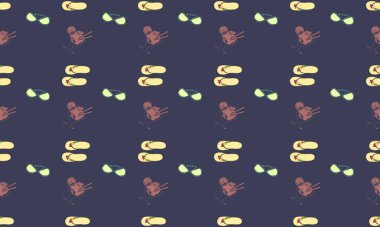 Farklı aksesuarlara sahip renkli arkaplan