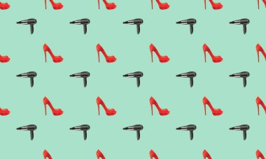 Farklı aksesuarlara sahip renkli arkaplan