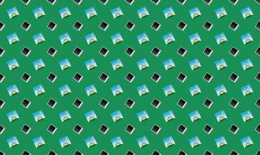 Farklı aksesuarlara sahip renkli arkaplan