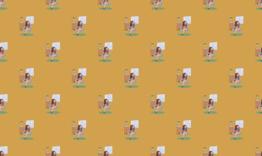 Farklı aksesuarlara sahip renkli arkaplan