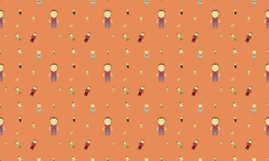 Farklı aksesuarlara sahip renkli arkaplan