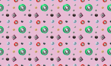 Farklı aksesuarlara sahip renkli arkaplan