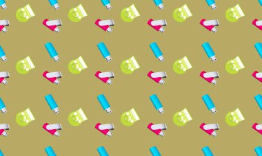 Farklı aksesuarlara sahip renkli arkaplan