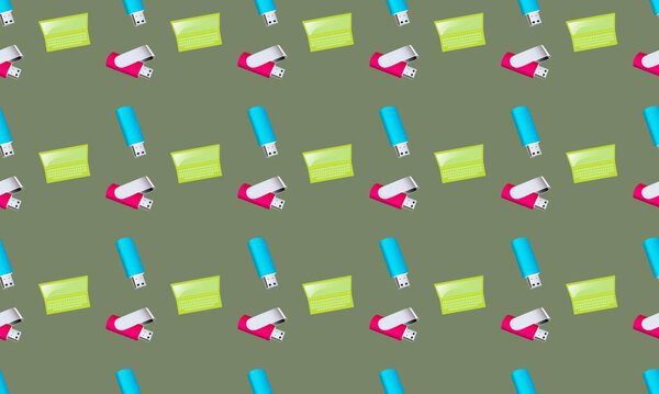 Colored background with different accessories