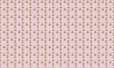 Farklı aksesuarlara sahip renkli arkaplan