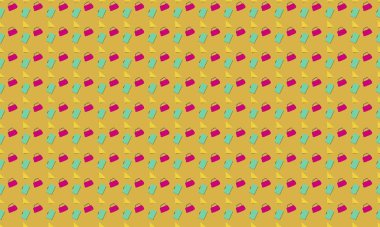 Farklı aksesuarlara sahip renkli arkaplan