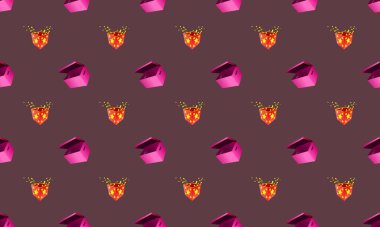 Farklı aksesuarlara sahip renkli arkaplan