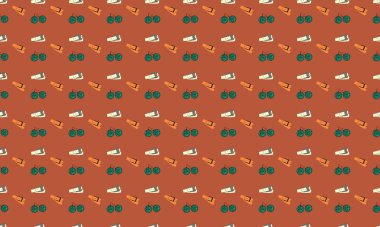 Farklı aksesuarlara sahip renkli arkaplan