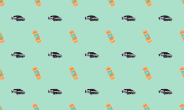 Farklı aksesuarlara sahip renkli arkaplan