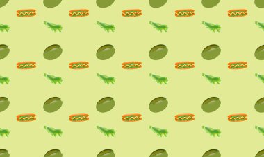 Farklı aksesuarlara sahip renkli arkaplan