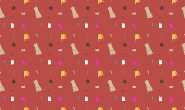 Farklı aksesuarlara sahip renkli arkaplan