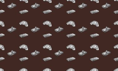 Farklı aksesuarlara sahip renkli arkaplan