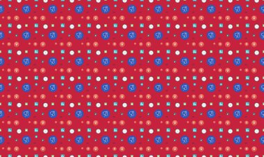 Farklı aksesuarlara sahip renkli arkaplan