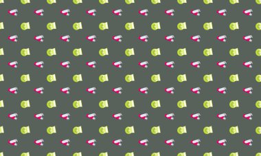 Farklı aksesuarlara sahip renkli arkaplan