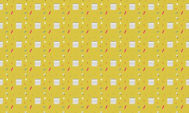 Farklı aksesuarlara sahip renkli arkaplan