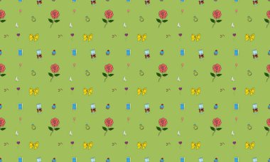 Farklı aksesuarlara sahip renkli arkaplan