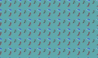 Farklı aksesuarlara sahip renkli arkaplan