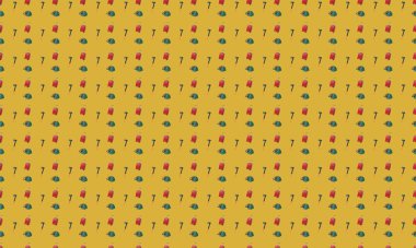 Farklı aksesuarlara sahip renkli arkaplan