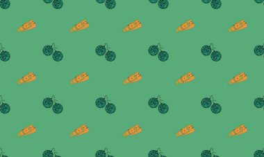 Farklı aksesuarlara sahip renkli arkaplan