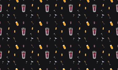 Farklı aksesuarlara sahip renkli arkaplan